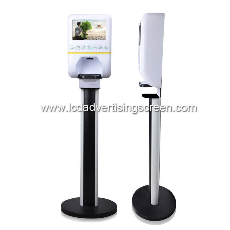Standing Plastic Android Advertising Screen Non Contact Automatic Spray Hand Wash Advertising Kiosk