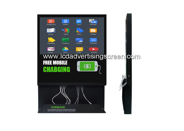 Smart LCD Advertising Screen Mobile Phone Charging Station Kiosk Multi Cables